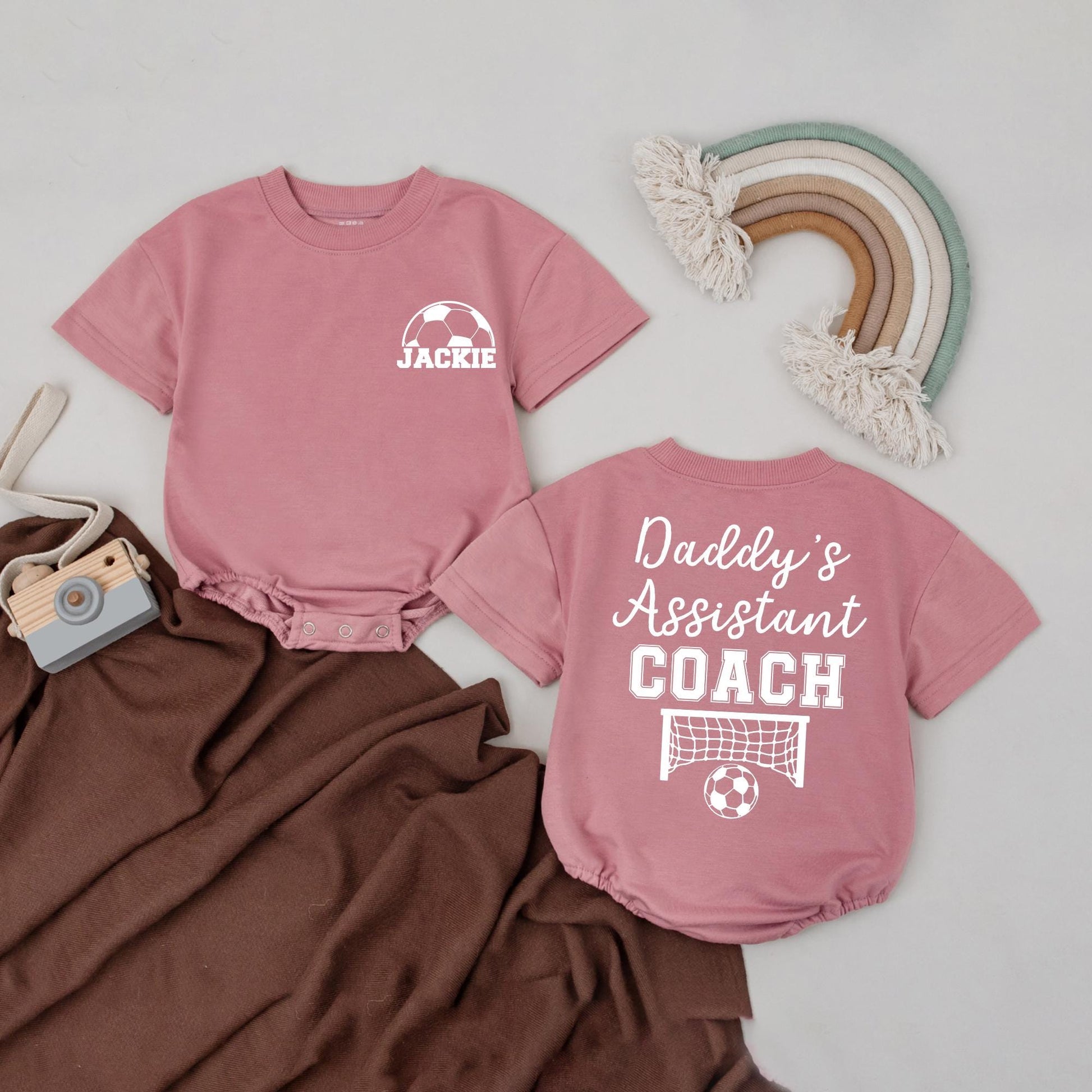 Custom Soccer Assistant Coach Baby Romper Daddy's Little Player Personalized Name Sports Outfit Father Son Matching Gift