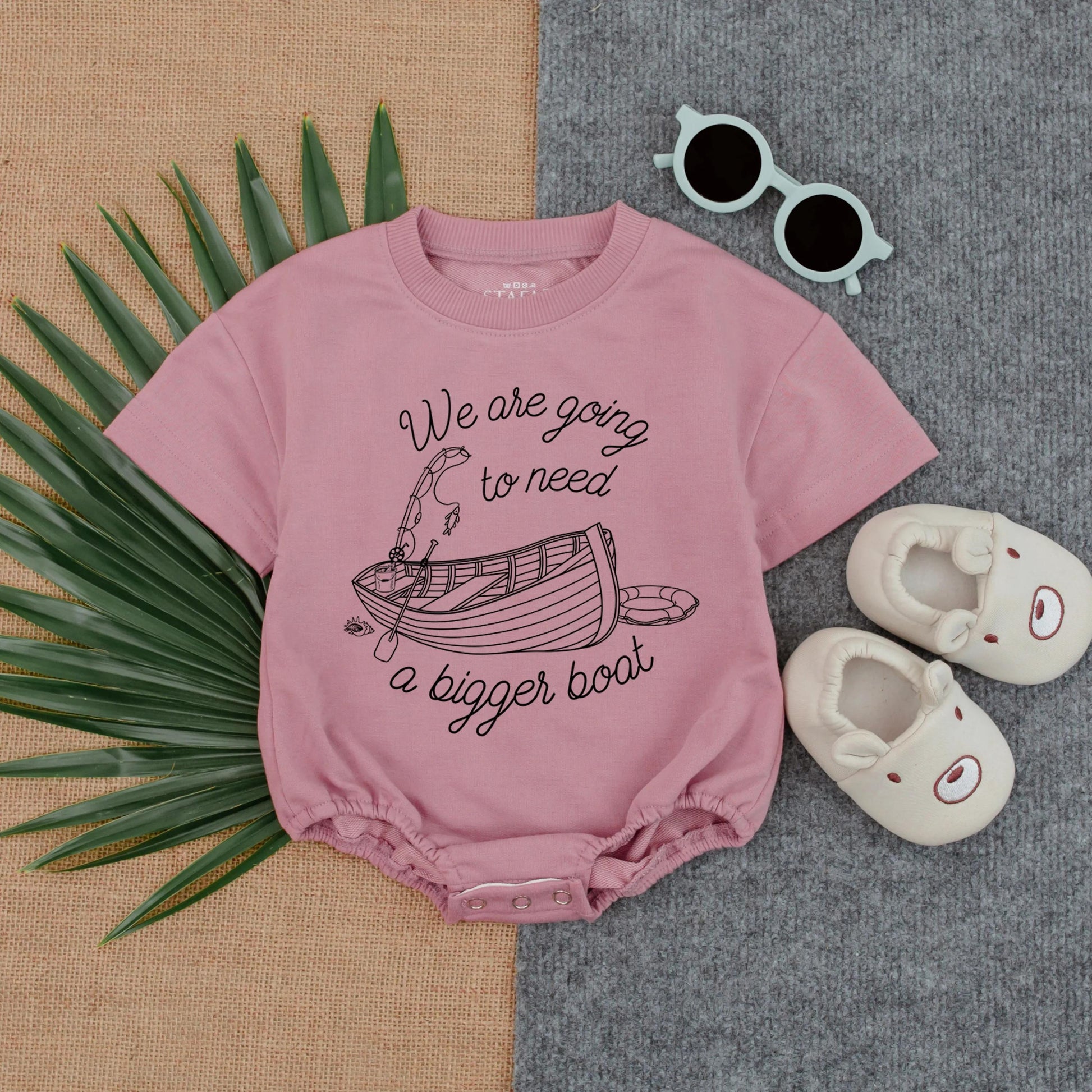 We're Going to Need a Bigger Boat Bubble Romper Baby Announcement Bodysuit Boating Themed Infant Pregnancy Reveal Gift Idea Soft Cotton Baby Shower Outfit Ships Fast