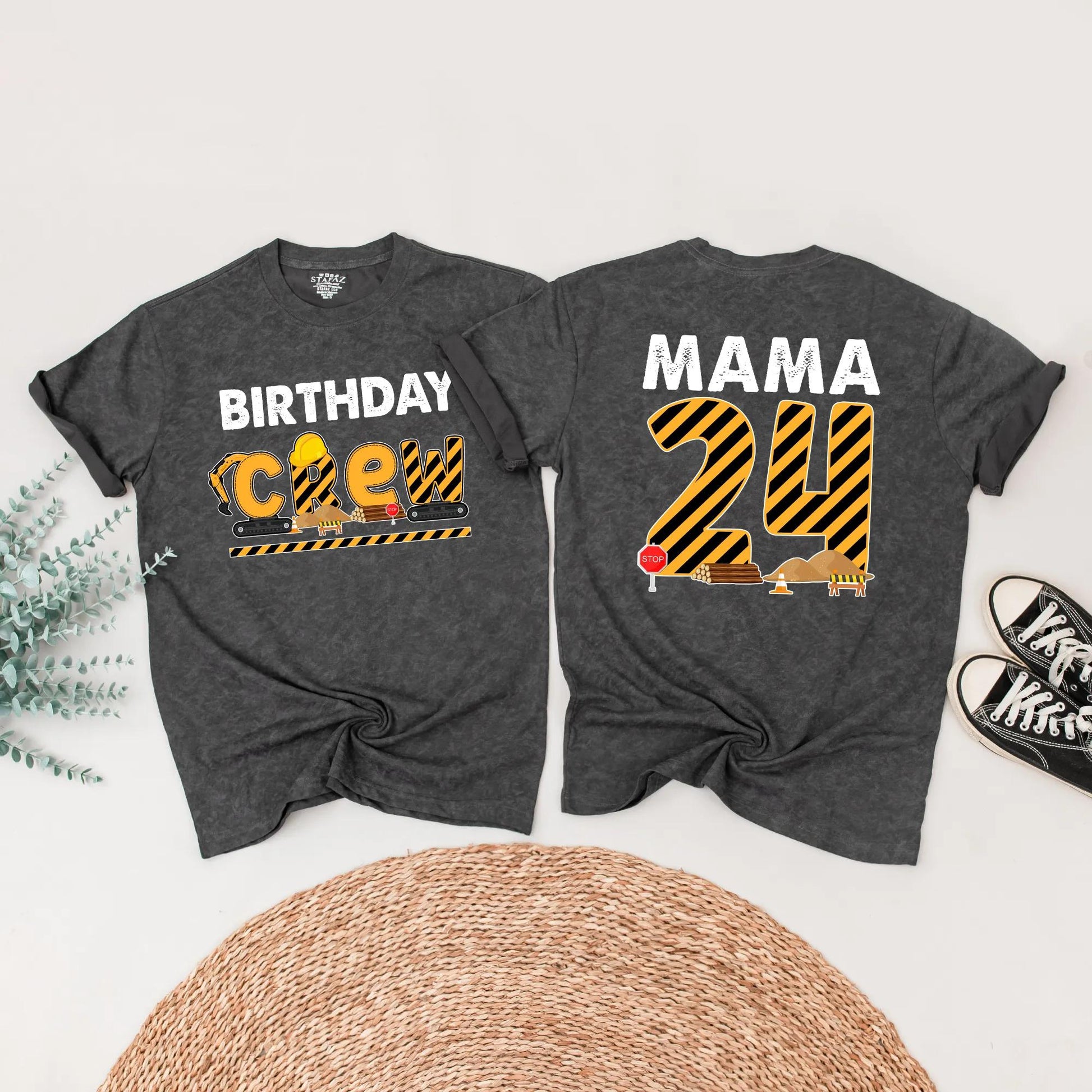 Matching Construction Birthday Crew Shirts, Custom Camden 1st Birthday Outfit for Baby Boy, Digging It Truck Theme, Black & Yellow