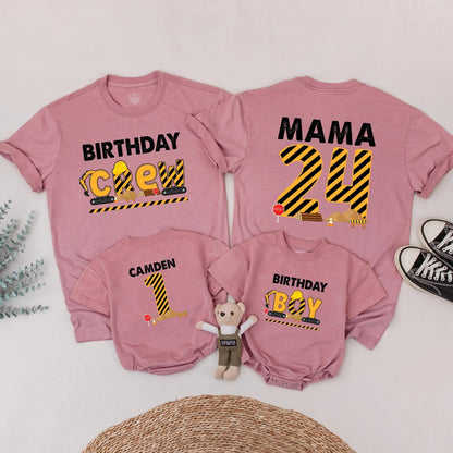 Matching Construction Birthday Crew Shirts, Custom Camden 1st Birthday Outfit for Baby Boy, Digging It Truck Theme, Black & Yellow