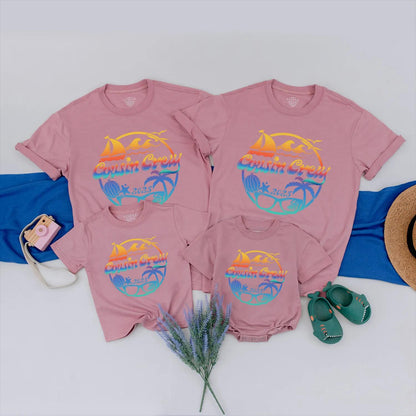 Cousin Crew 2025 Matching Family Beach Tropical Outfits Summer Vacation Cruise Retro Cousin Shirts for Kids
