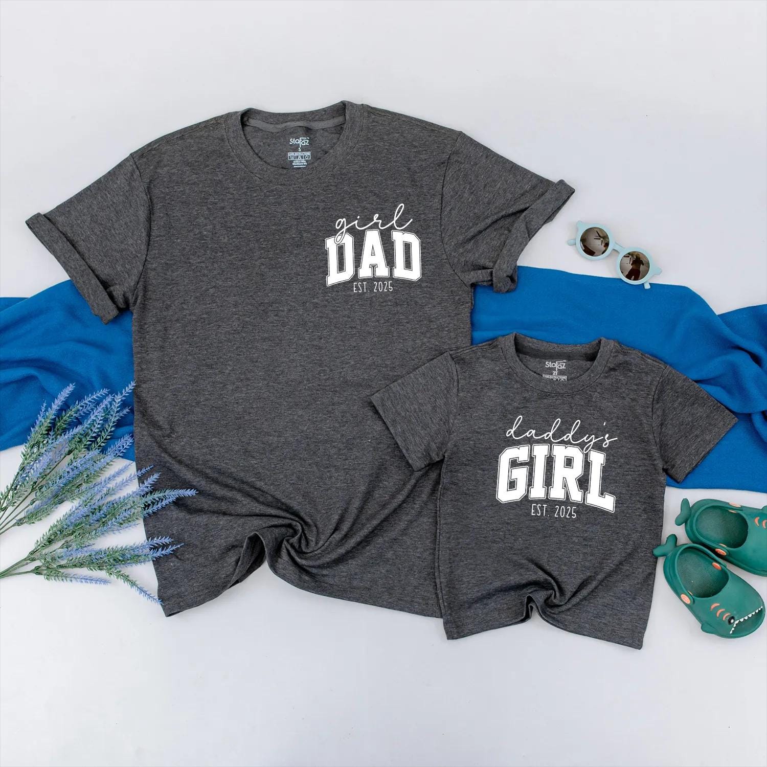 Girl Dad & Daddy's Girl Matching Outfits Est. 2025, First Father's Day Gift Set, Cute Father Daughter Tees, Baby Girl Dad Shirts, New Dad Outfit