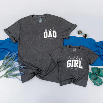 Girl Dad & Daddy's Girl Matching Outfits Est. 2025, First Father's Day Gift Set, Cute Father Daughter Tees, Baby Girl Dad Shirts, New Dad Outfit
