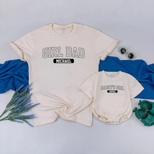 Personalized Daddy's Girl and Girl Dad Matching Outfits Father Daughter Set with Custom Names Modern Block Lettering Comfortable Baby Clothes New Dad Gift