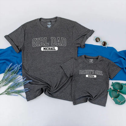 Personalized Daddy's Girl and Girl Dad Matching Outfits Father Daughter Set with Custom Names Modern Block Lettering Comfortable Baby Clothes New Dad Gift