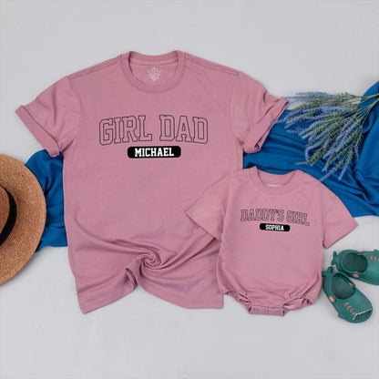 Personalized Daddy's Girl and Girl Dad Matching Outfits Father Daughter Set with Custom Names Modern Block Lettering Comfortable Baby Clothes New Dad Gift