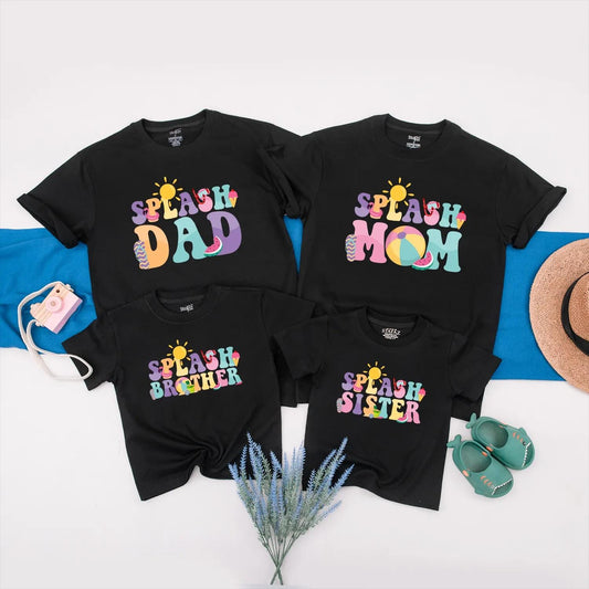 Splash into ONE Birthday Matching Family Shirts Custom Summer Pool Party Outfit Personalized Tropical Vacation Clothes Baby Girl Gift