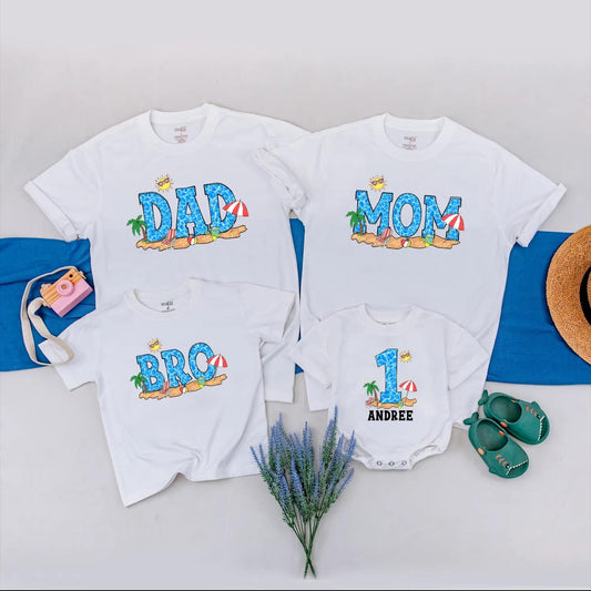 Personalized 1st Birthday Beach Party Shirt, Baby Boy or Girl Summer Outfit, Splash & Play, Fun Tropical Gift