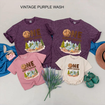 Matching Family Camping First Birthday Shirts, One Happy Camper Outfit, Personalized 1st Birthday Boy Tee, Custom Name, Camp Party Clothes