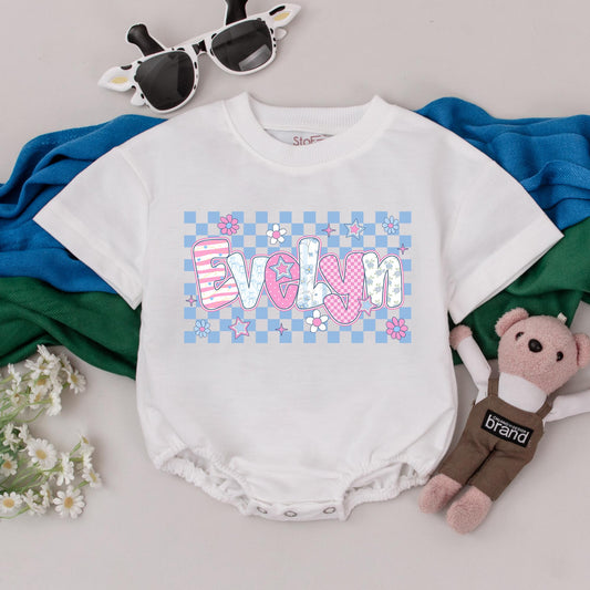 Personalized Floral Baby Girl Romper with Custom Name, First Birthday Outfit, Baby Shower Gift, Custom Bodysuit