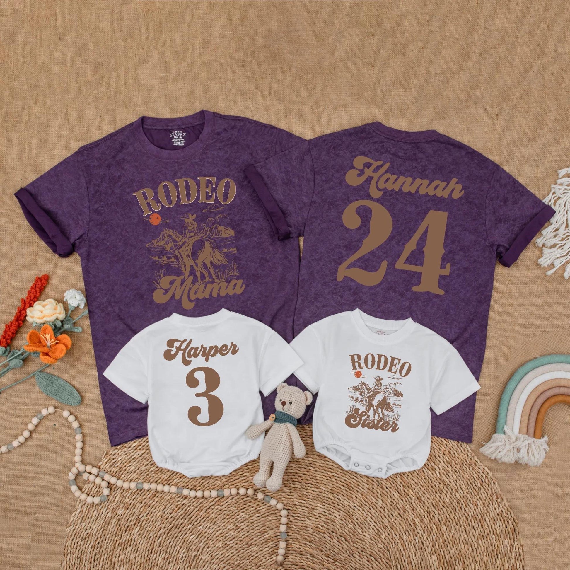 My First Rodeo Birthday Matching Family Shirts Western Theme Cowboy Cowgirl Outfit 1st Birthday Party Mom & Me