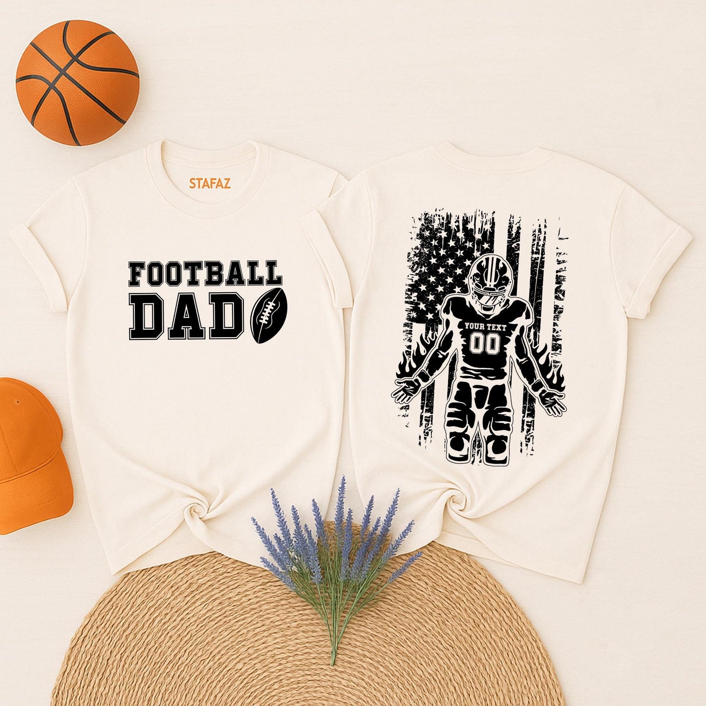 Custom Football Dad Shirt - Personalized Gift for Dad - Football Game Day Tee - Gift For Father, Sport Dad, Game Day