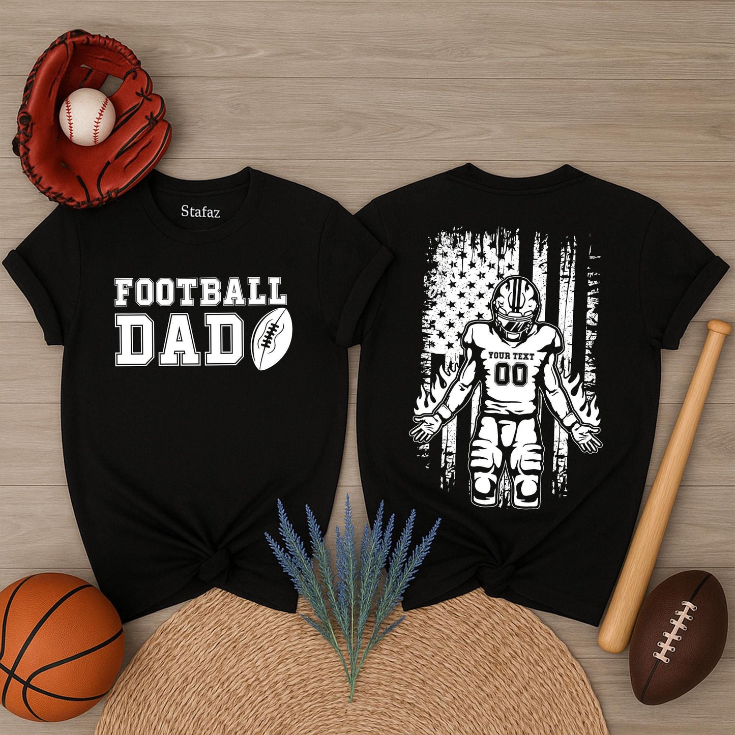 Custom Football Dad Shirt - Personalized Gift for Dad - Football Game Day Tee - Gift For Father, Sport Dad, Game Day