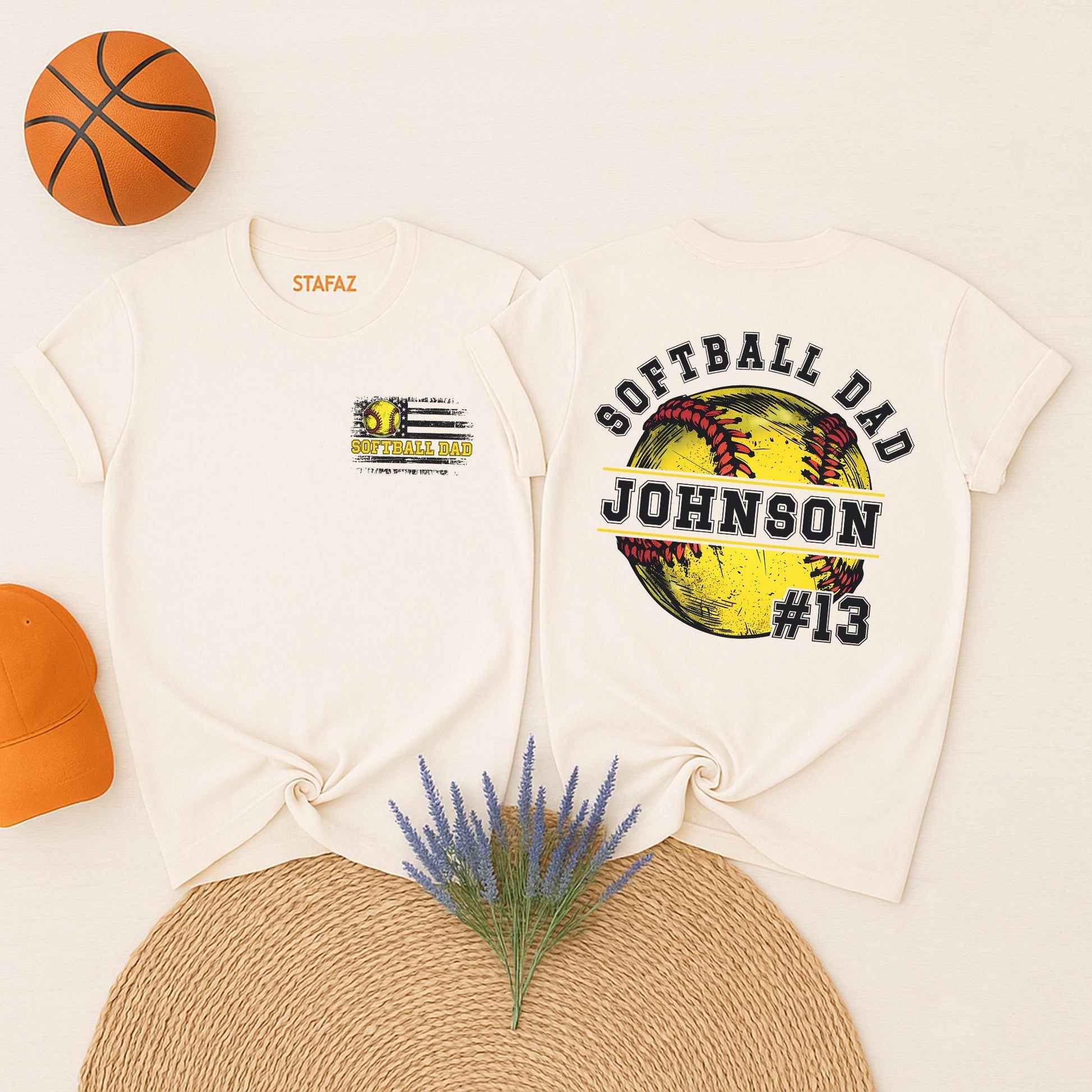 Personalized Softball Dad Shirt – Custom Name and Number Softball Tee – Perfect Gift for Softball Fathers – Support Your Player in Style