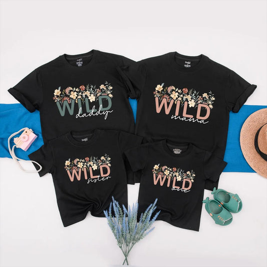 Custom Boho Wildflower Family Matching Birthday Shirts Cute Floral Design for Mama Daddy Sister Baby One Year Celebration Soft Cotton