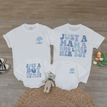 Custom Mama Boy Matching Shirts Just A Mama Who Loves Her Boy Mother Son Outfit Baby Boy Mama Mini Apparel