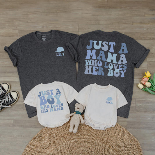 Custom Mama Boy Matching Shirts Just A Mama Who Loves Her Boy Mother Son Outfit Baby Boy Mama Mini Apparel