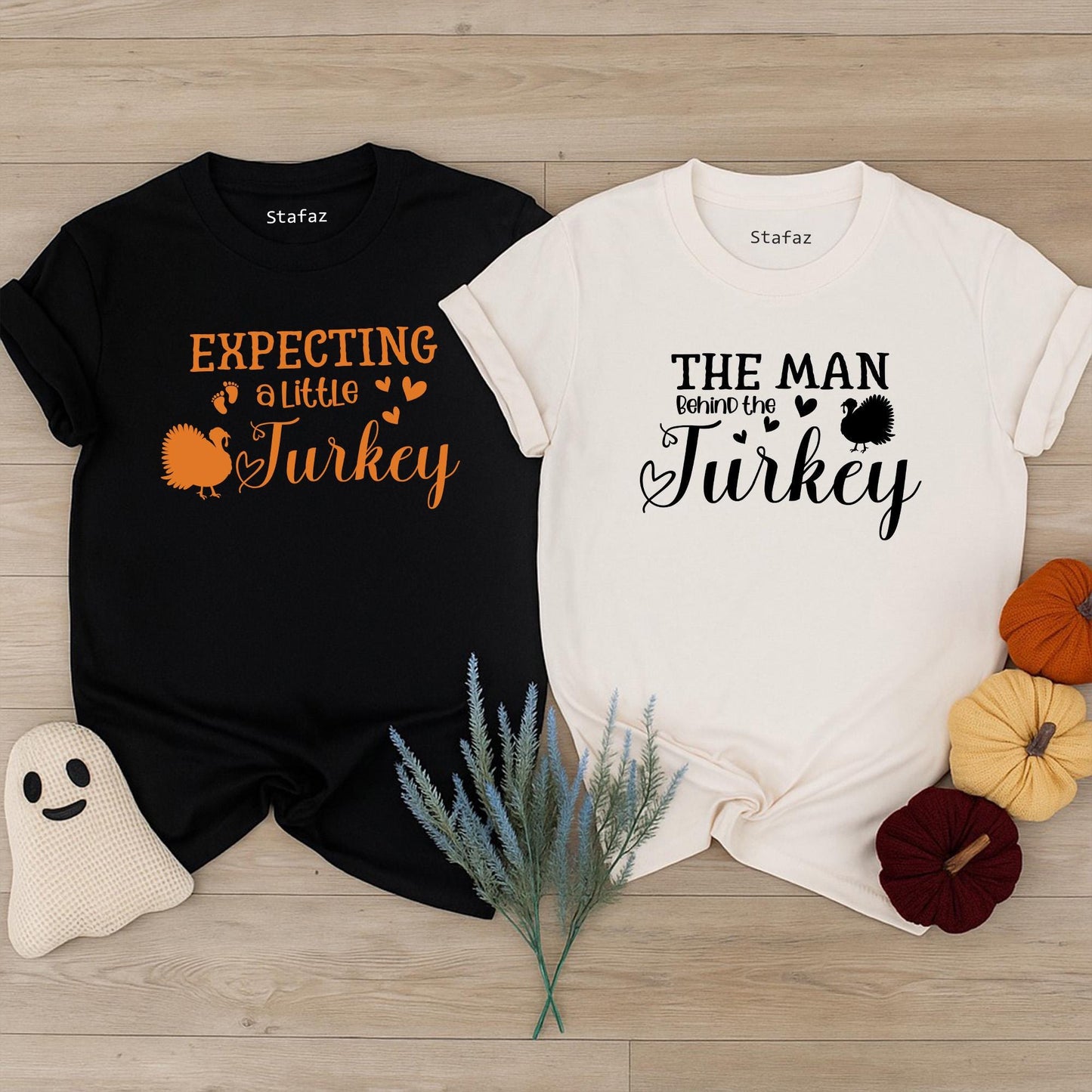Expecting A Little Turkey Couple Pregnancy Reveal Shirts Cute Thanksgiving Baby Announcement Fall Maternity Top