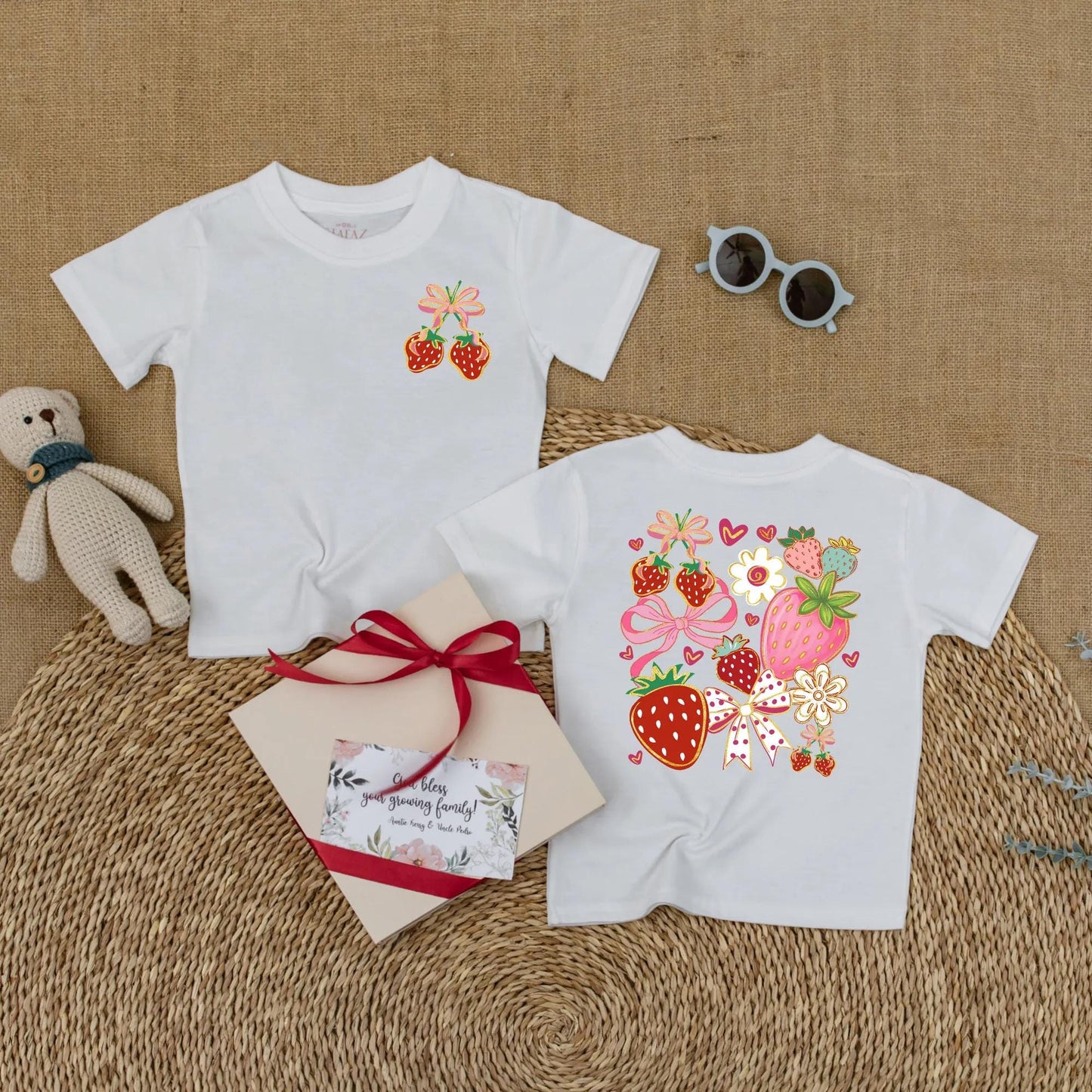 Boho Floral Strawberry Bubble Romper Baby Girl Outfit Cute Summer Fruit Infant Clothes Strawberry Baby Girl