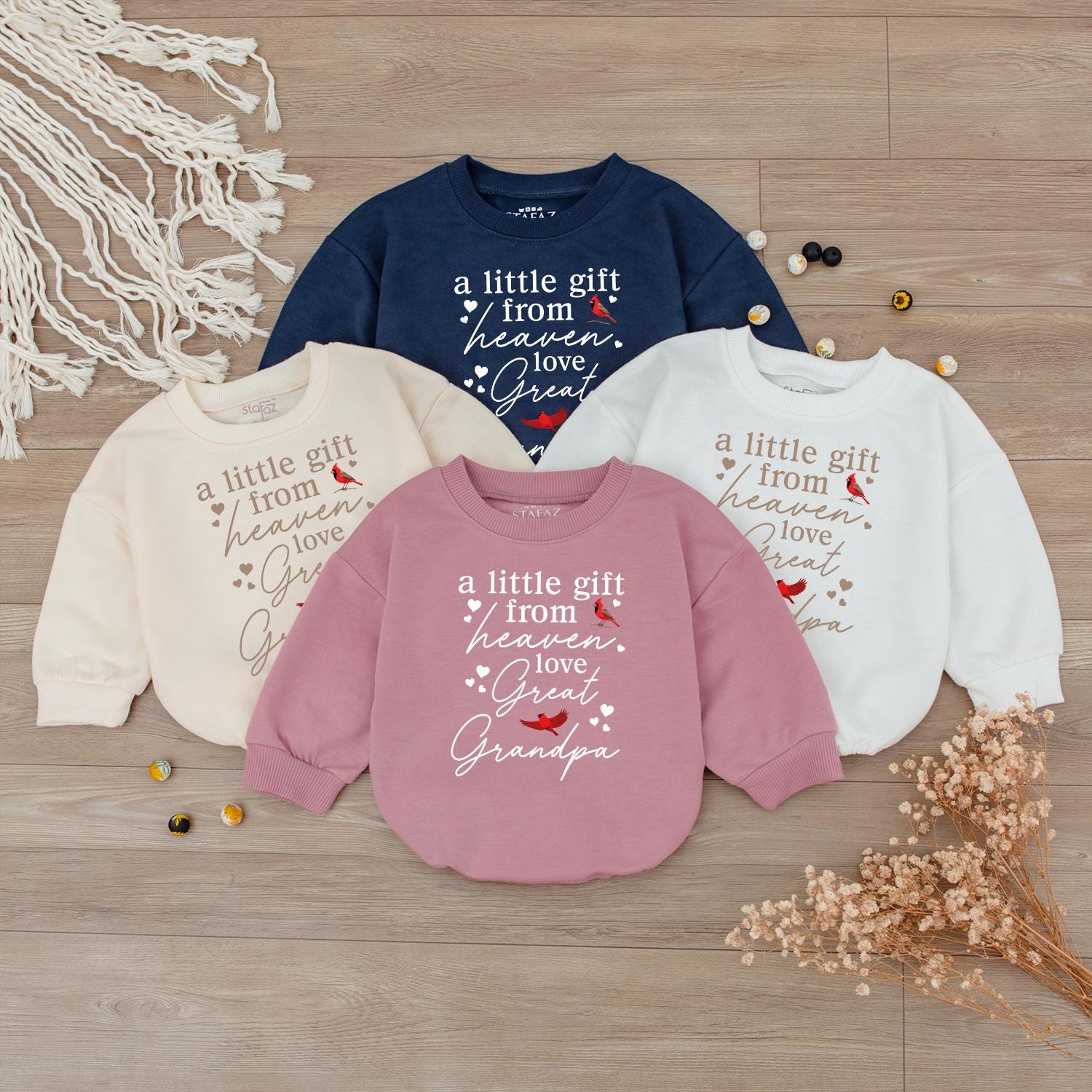 Personalized 'A Little Gift From Heaven Love Grandma' Baby Outfit Newborn Boy Coming Home Bodysuit Pregnancy Reveal Keepsake Shower Gift