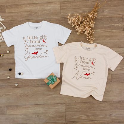 Personalized 'A Little Gift From Heaven Love Grandma' Baby Outfit Newborn Boy Coming Home Bodysuit Pregnancy Reveal Keepsake Shower Gift