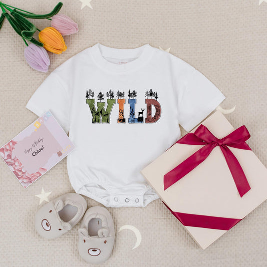 Retro Wild Camping Outdoors Baby Romper Vintage Nature Earthy Design for Kids Adventure Hiking Summer Trip Cousin's Campout Comfortable Cotton Babysuit