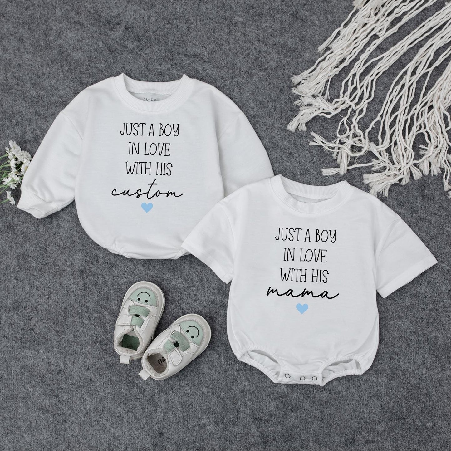 Custom Mama's Boy Baby Romper Sweet Pregnancy Reveal Outfit Newborn Coming Home Clothes Personalized