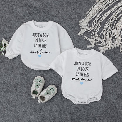 Custom Mama's Boy Baby Romper Sweet Pregnancy Reveal Outfit Newborn Coming Home Clothes Personalized