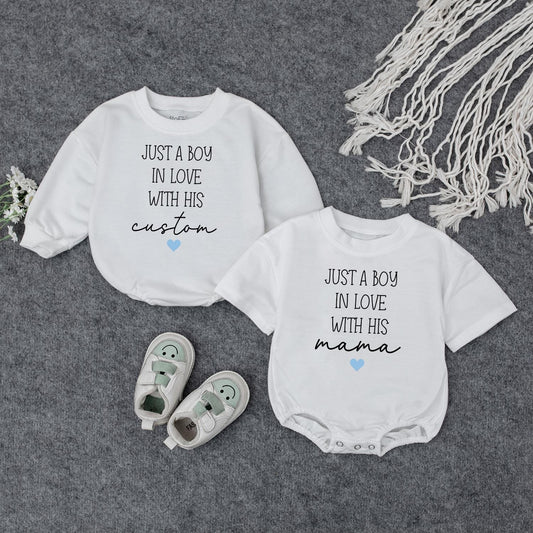 Custom Mama's Boy Baby Romper Sweet Pregnancy Reveal Outfit Newborn Coming Home Clothes Personalized