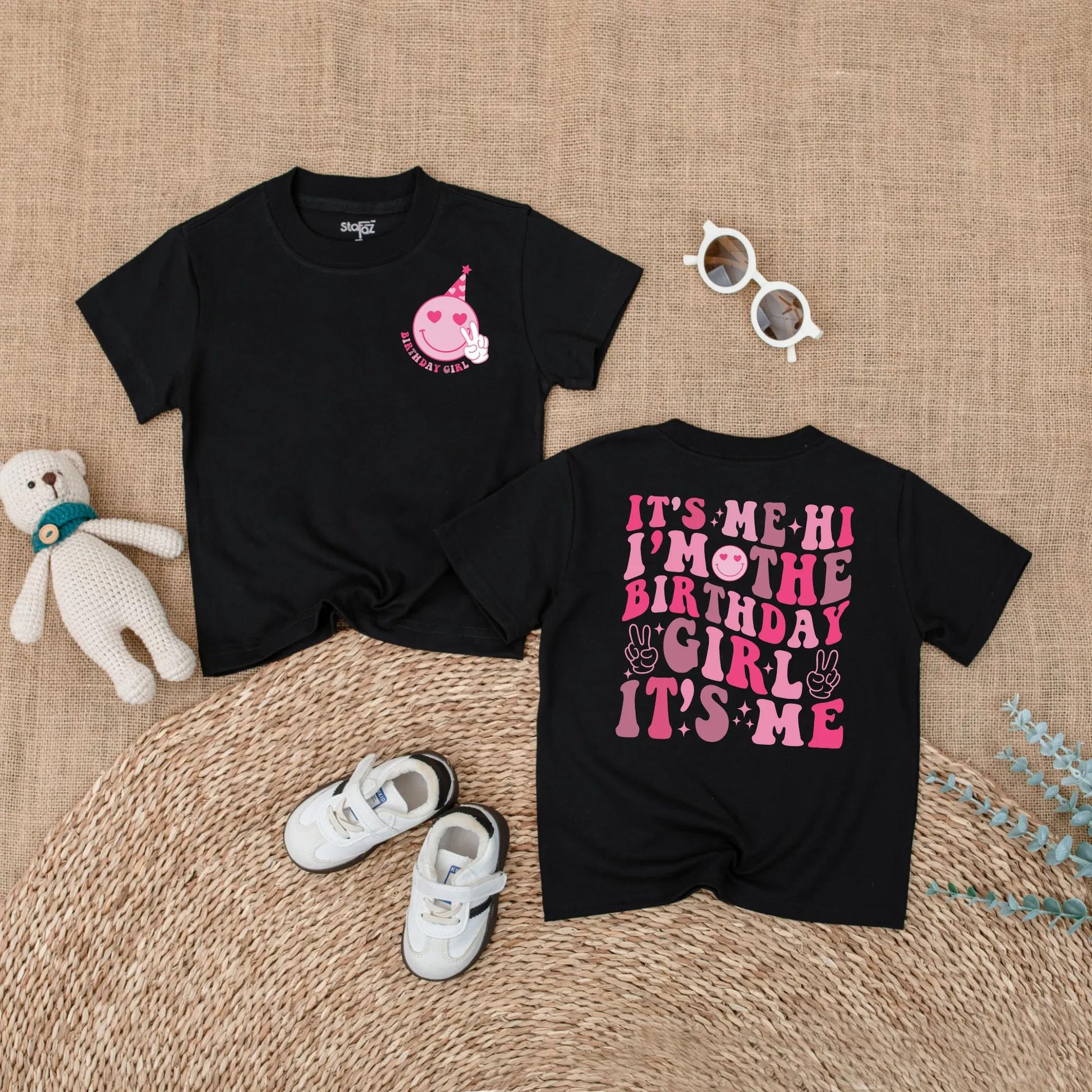 Groovy Retro Smile Face Birthday Girl Baby Romper Cute First Birthday Outfit for Baby Girls