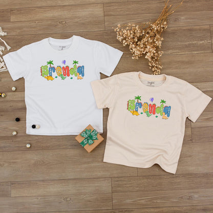 Personalized Dinosaur Baby Romper with Custom Name, Dino 1st Birthday Outfit, Baby Boy Clothes, Baby Shower Gift