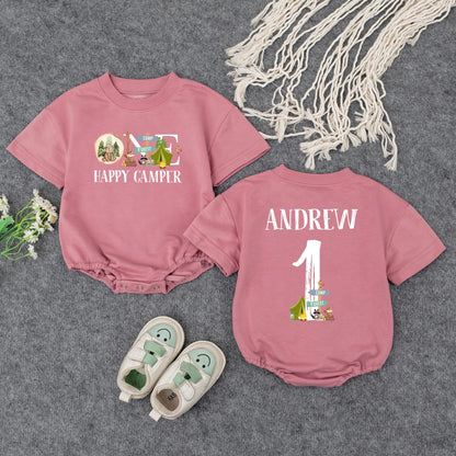 One Happy Camper Baby Romper First Birthday Outfit for Camping Party Theme Babysuit Cute Infant Boy Girl Comfortable Celebration Gift