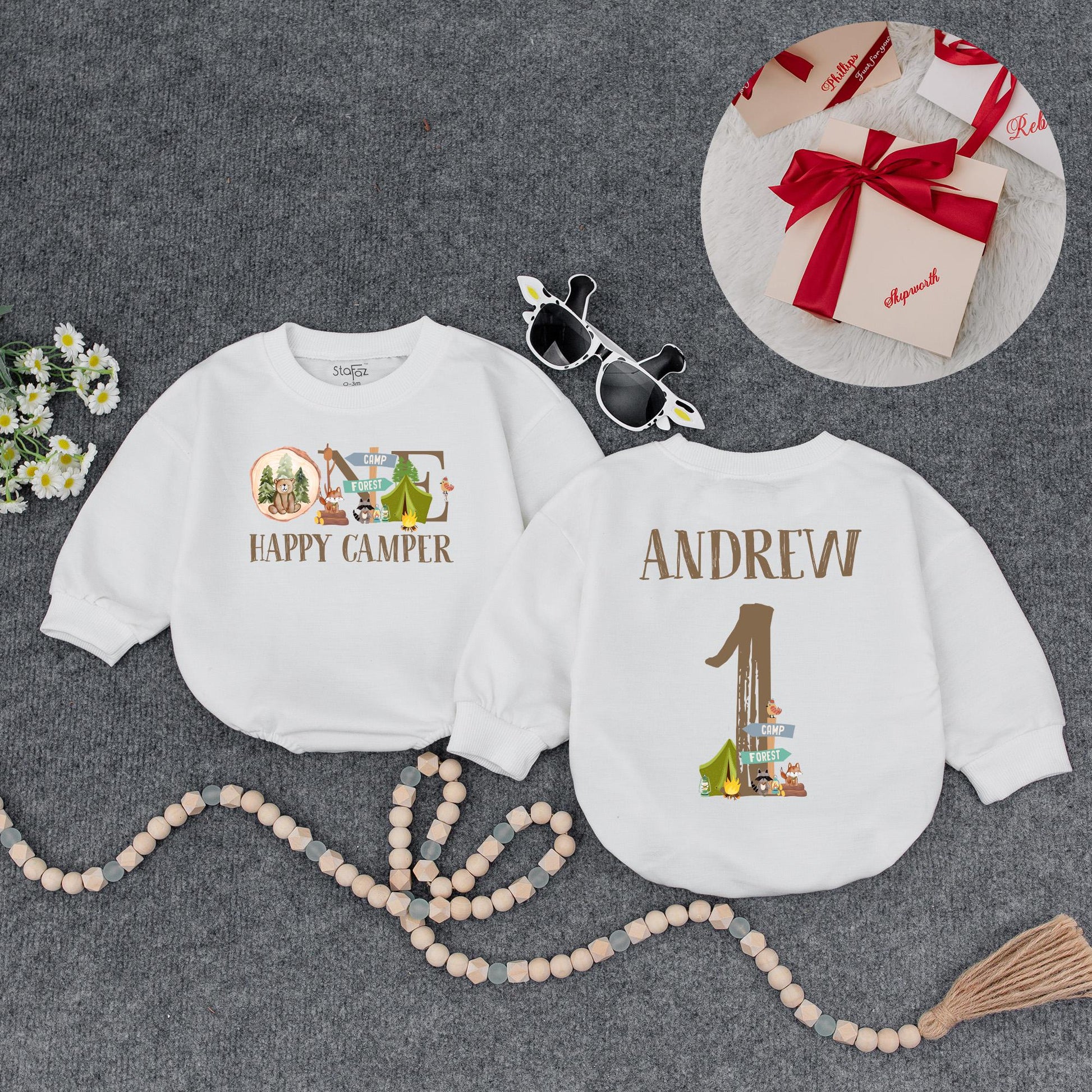 One Happy Camper Baby Romper First Birthday Outfit for Camping Party Theme Babysuit Cute Infant Boy Girl Comfortable Celebration Gift