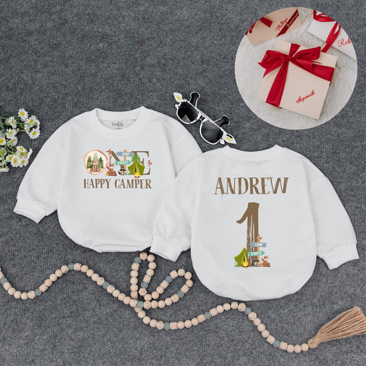 One Happy Camper Baby Romper First Birthday Outfit for Camping Party Theme Babysuit Cute Infant Boy Girl Comfortable Celebration Gift