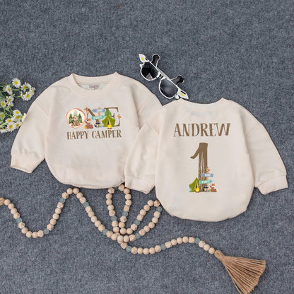 One Happy Camper Baby Romper First Birthday Outfit for Camping Party Theme Babysuit Cute Infant Boy Girl Comfortable Celebration Gift