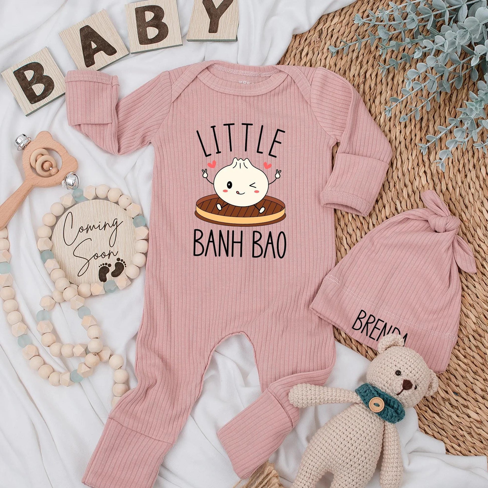 Personalized Little Banh Bao Baby Bodysuit Adorable Dumpling Newborn Outfit for Foodie Dimsum Baby Shower Gift Soft Cotton Comfort Wear