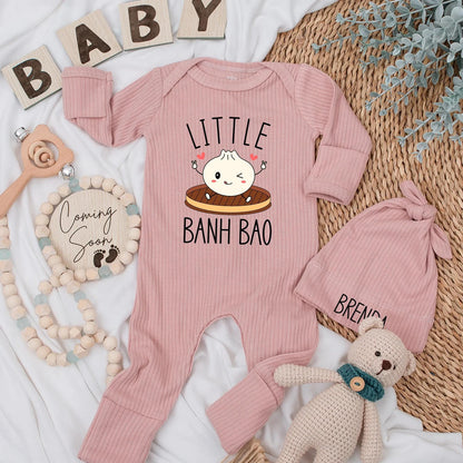 Personalized Little Banh Bao Baby Bodysuit Adorable Dumpling Newborn Outfit for Foodie Dimsum Baby Shower Gift Soft Cotton Comfort Wear
