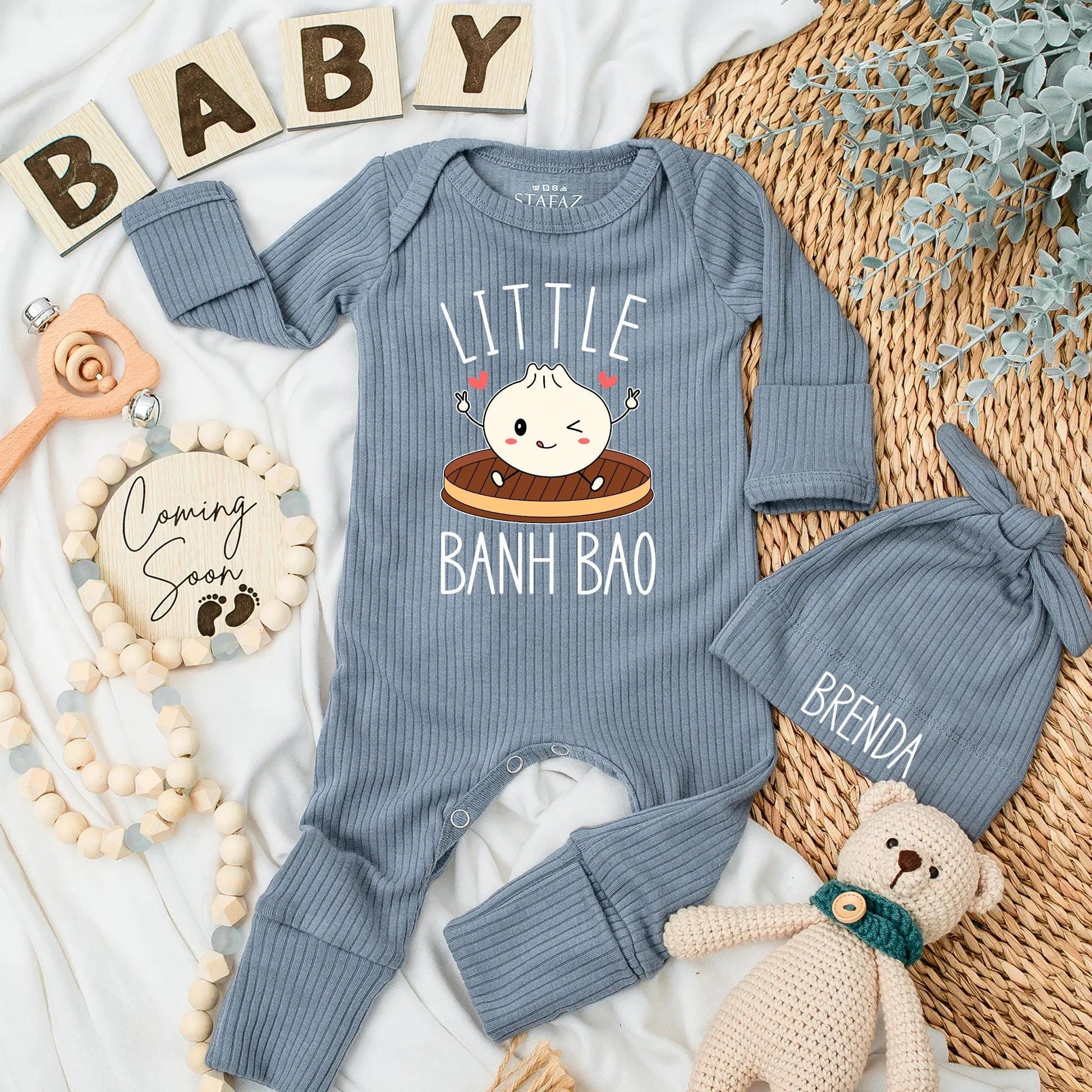 Personalized Little Banh Bao Baby Bodysuit Adorable Dumpling Newborn Outfit for Foodie Dimsum Baby Shower Gift Soft Cotton Comfort Wear