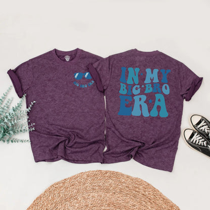 In My Big Bro Era Lil Bro Era Matching Sibling Shirts Cute Retro Blue Toddler Baby Announcement Gift Outfit