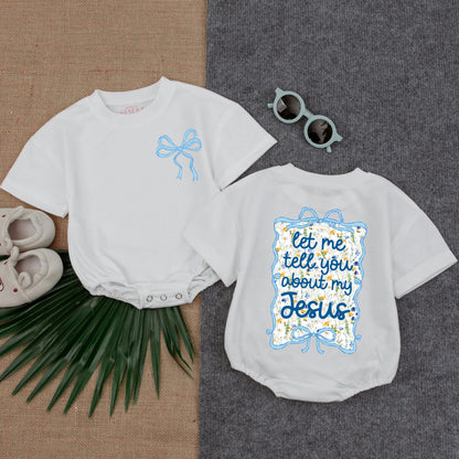Jesus Loves Me Bubble Romper Baby Girl Christian Oversized Bodysuit Infant Faith Clothes Religious Gift Cute Church Wear