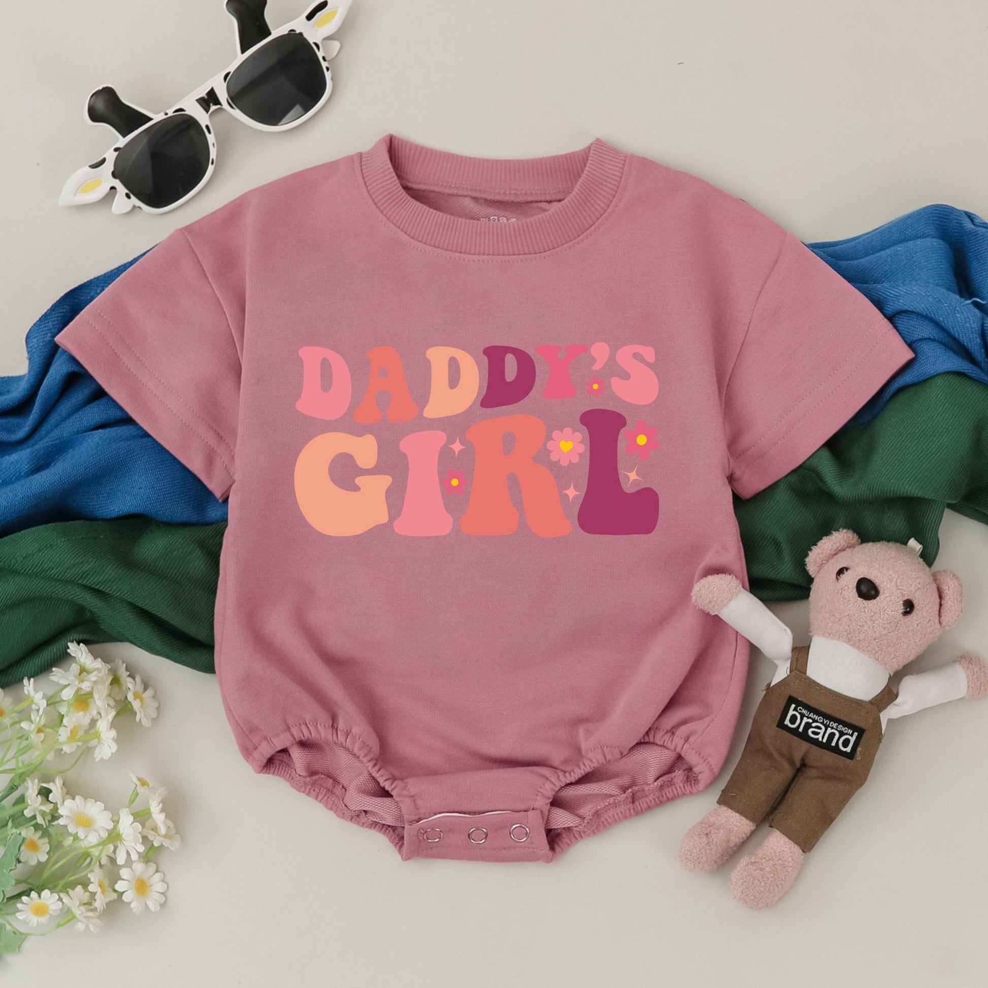 Daddy's Girl Flower Baby Romper Bodysuit First Father's Day Gift Newborn Infant Girls Outfit Cute Comfortable Shower Present