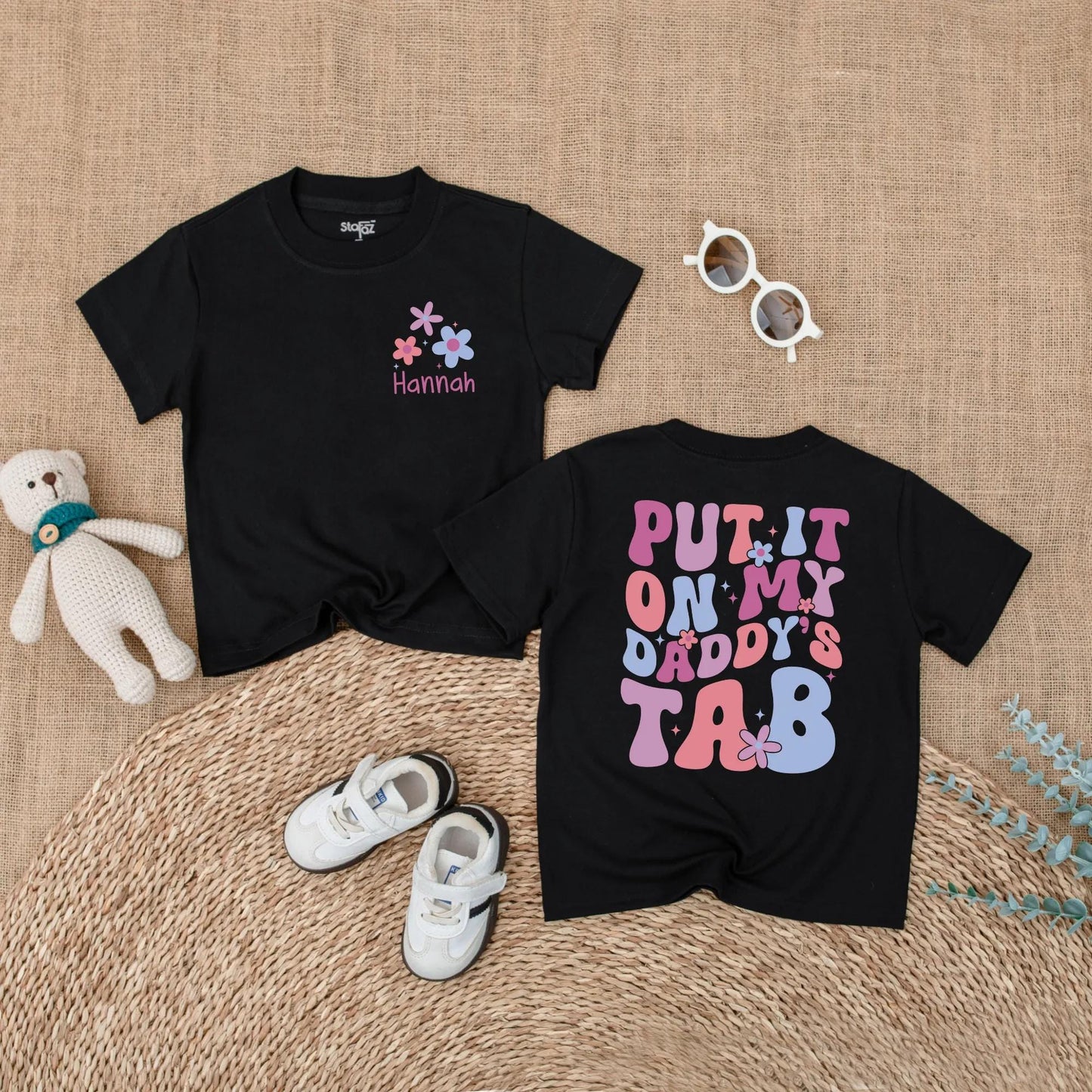 Daddy's Tab Funny Baby Romper, Put It On Daddy's Tab Bodysuit, Father's Day Gift, New Dad Outfit, Daddy's Girl Cotton Romper, Soft, Comfortable (137 chars)
