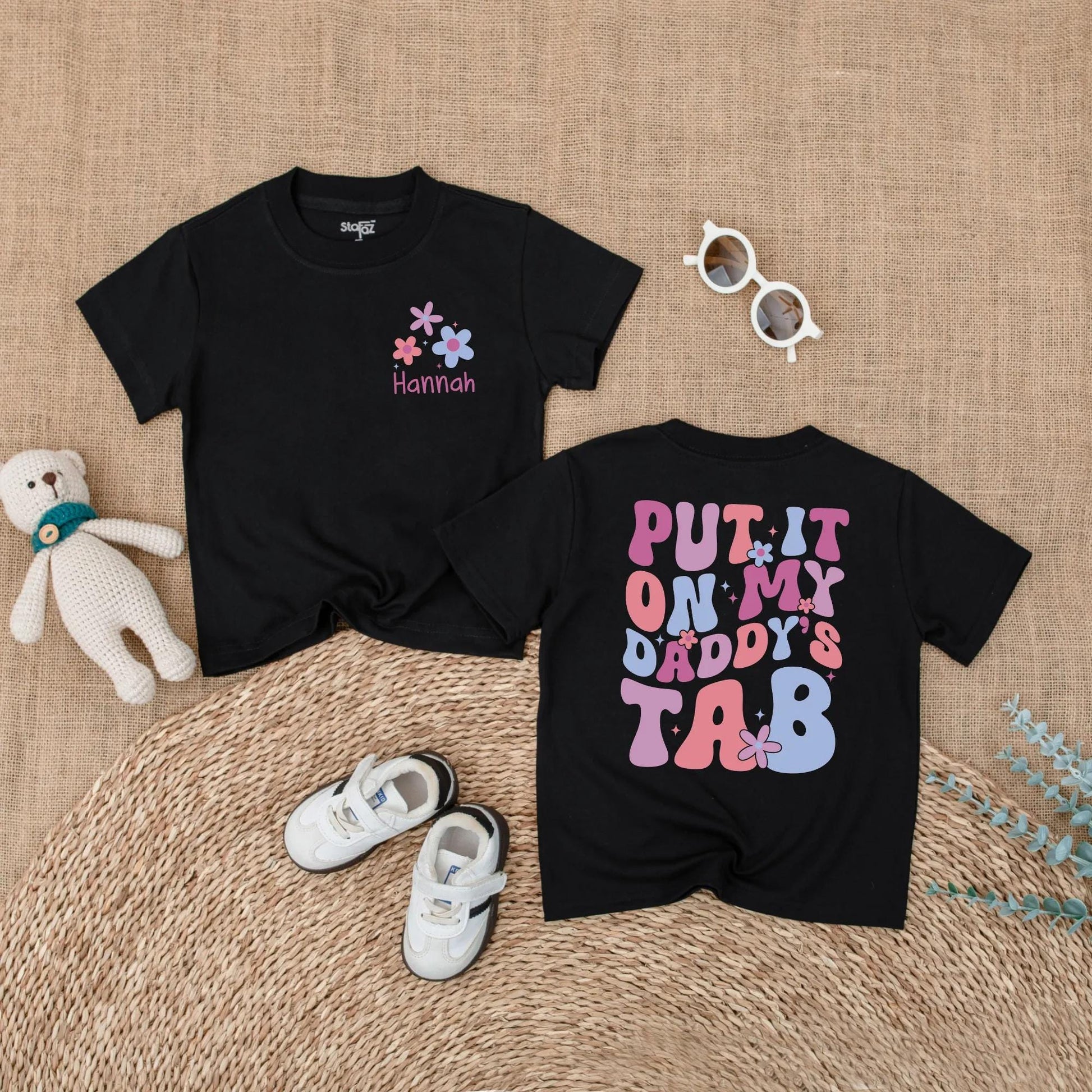 Daddy's Tab Funny Baby Romper, Put It On Daddy's Tab Bodysuit, Father's Day Gift, New Dad Outfit, Daddy's Girl Cotton Romper, Soft, Comfortable (137 chars)