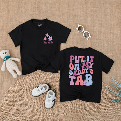 Daddy's Tab Funny Baby Romper, Put It On Daddy's Tab Bodysuit, Father's Day Gift, New Dad Outfit, Daddy's Girl Cotton Romper, Soft, Comfortable (137 chars)