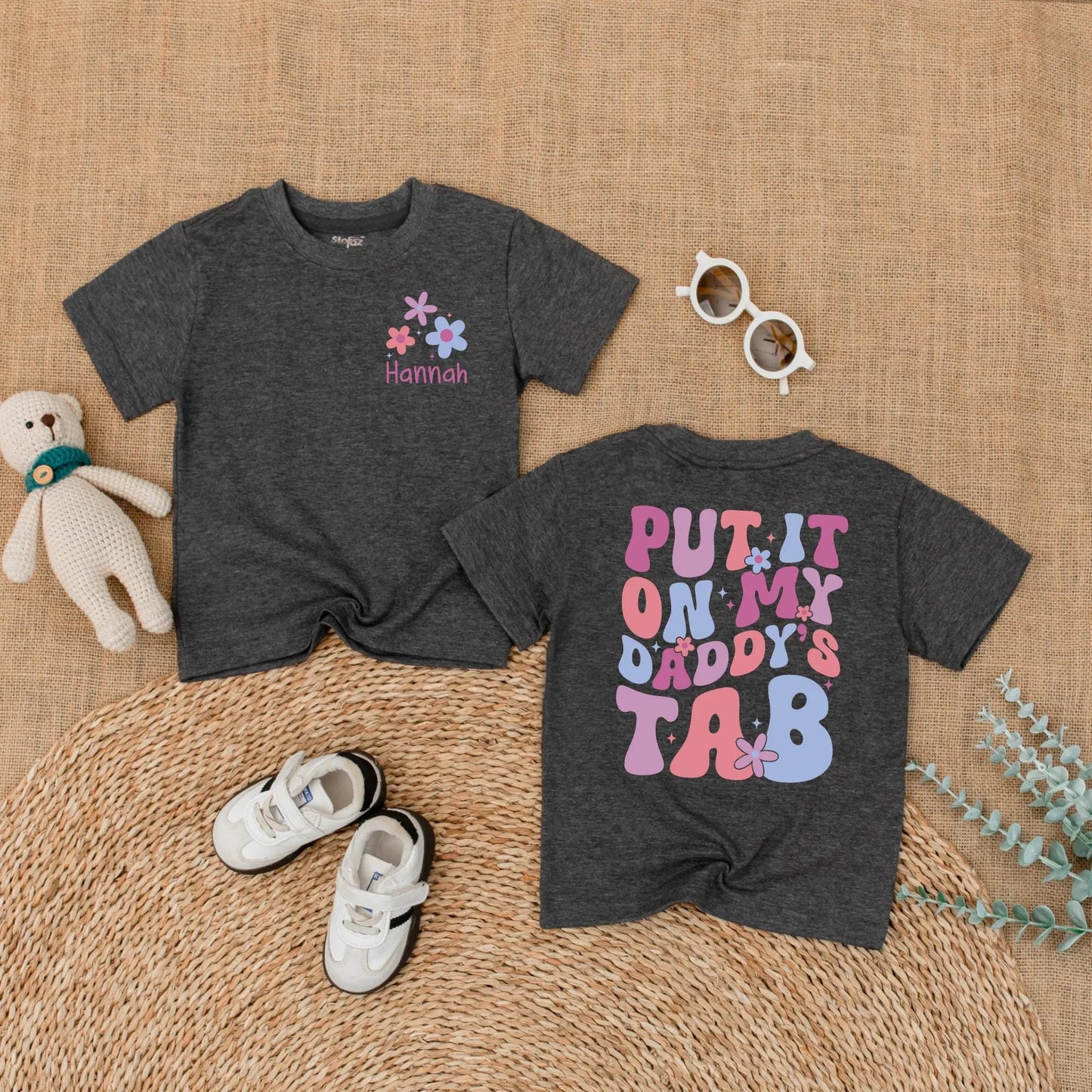 Daddy's Tab Funny Baby Romper, Put It On Daddy's Tab Bodysuit, Father's Day Gift, New Dad Outfit, Daddy's Girl Cotton Romper, Soft, Comfortable (137 chars)