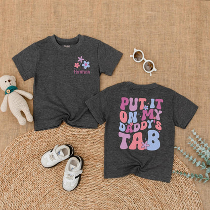 Daddy's Tab Funny Baby Romper, Put It On Daddy's Tab Bodysuit, Father's Day Gift, New Dad Outfit, Daddy's Girl Cotton Romper, Soft, Comfortable (137 chars)
