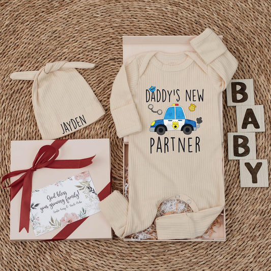 Custom Future Police Officer Baby Bodysuit Daddy's New Partner Law Enforcement Dad Gift Cute Newborn Outfit