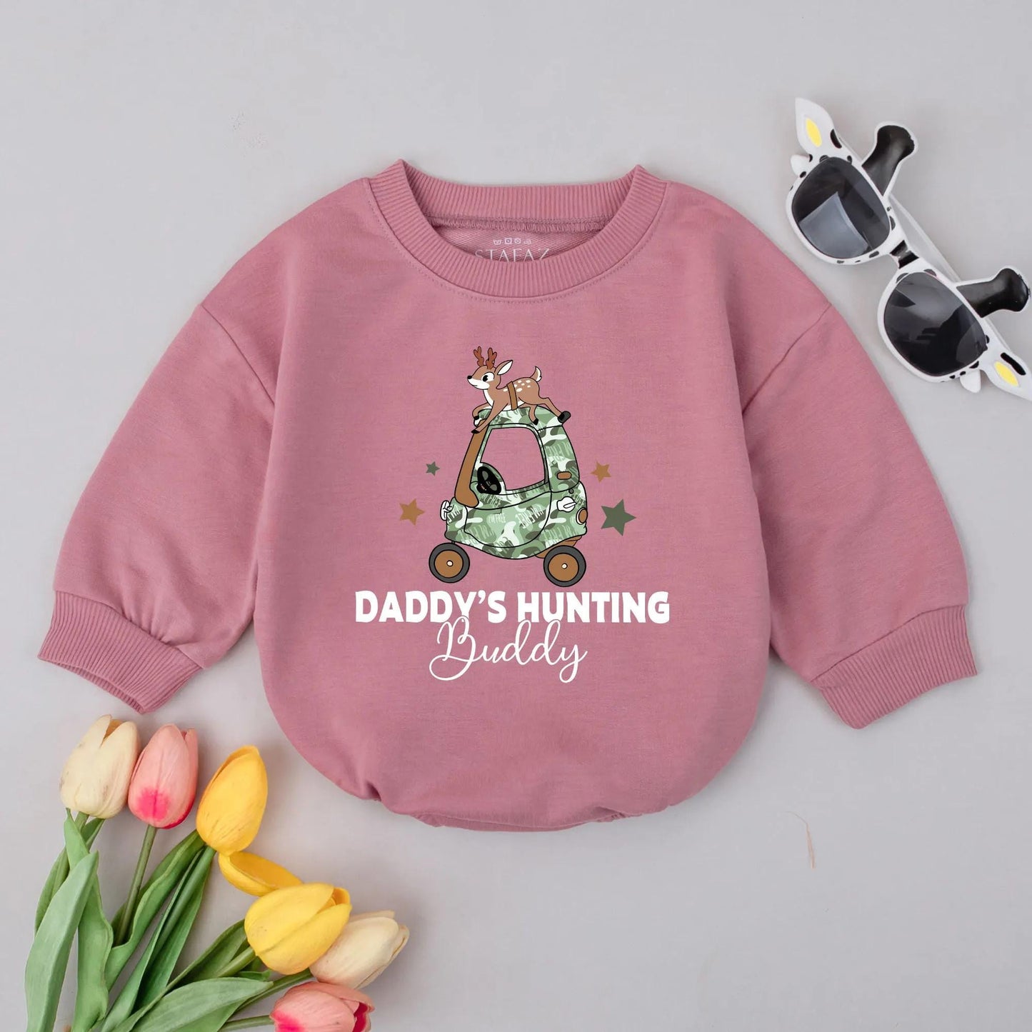 Daddy's Hunting Buddy Baby Romper Father's Day Outfit Cute Baby Boy Summer Clothes Soft Cotton Infant Newborn Gift Idea