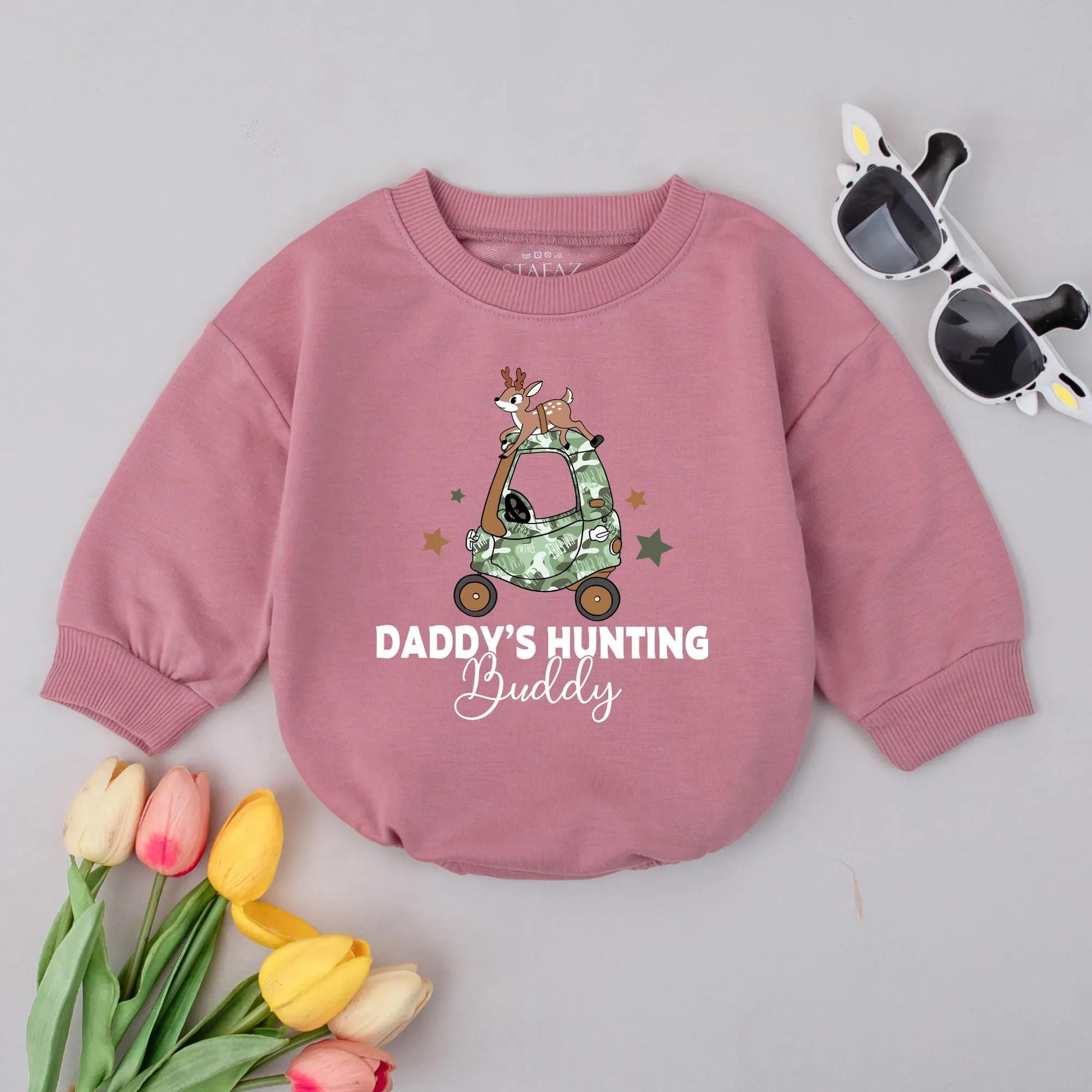 Daddy's Hunting Buddy Baby Romper Father's Day Outfit Cute Baby Boy Summer Clothes Soft Cotton Infant Newborn Gift Idea