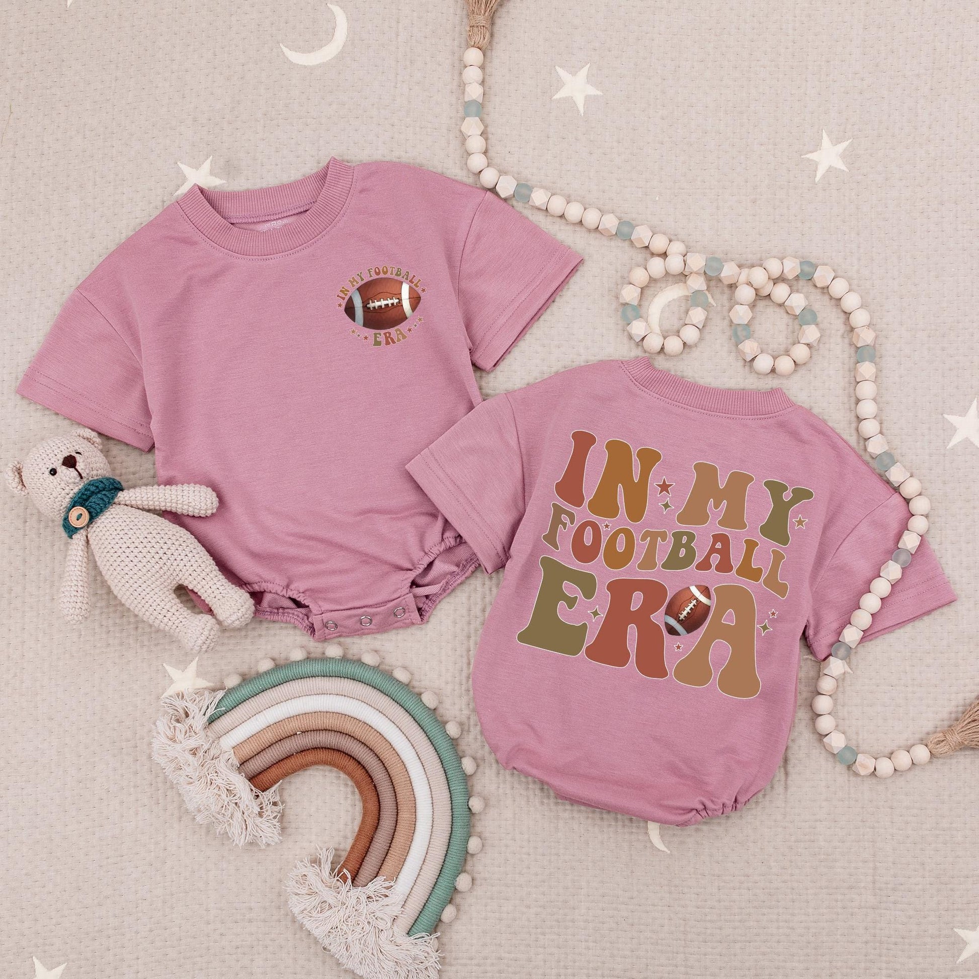 Retro Football Baby Romper In My Football Era Earth Tones Gameday Outfit Cozy Season Natural Vibes